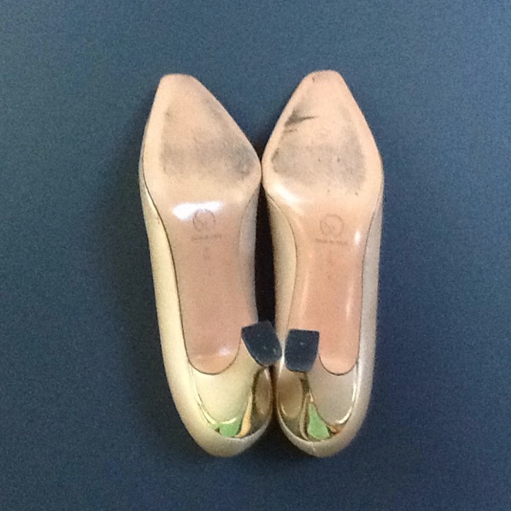 Vintage St.John Pale Gold Italian Leather Turin Metallic Gold Square Toe 7‎ 1/2B - Picture 5 of 15